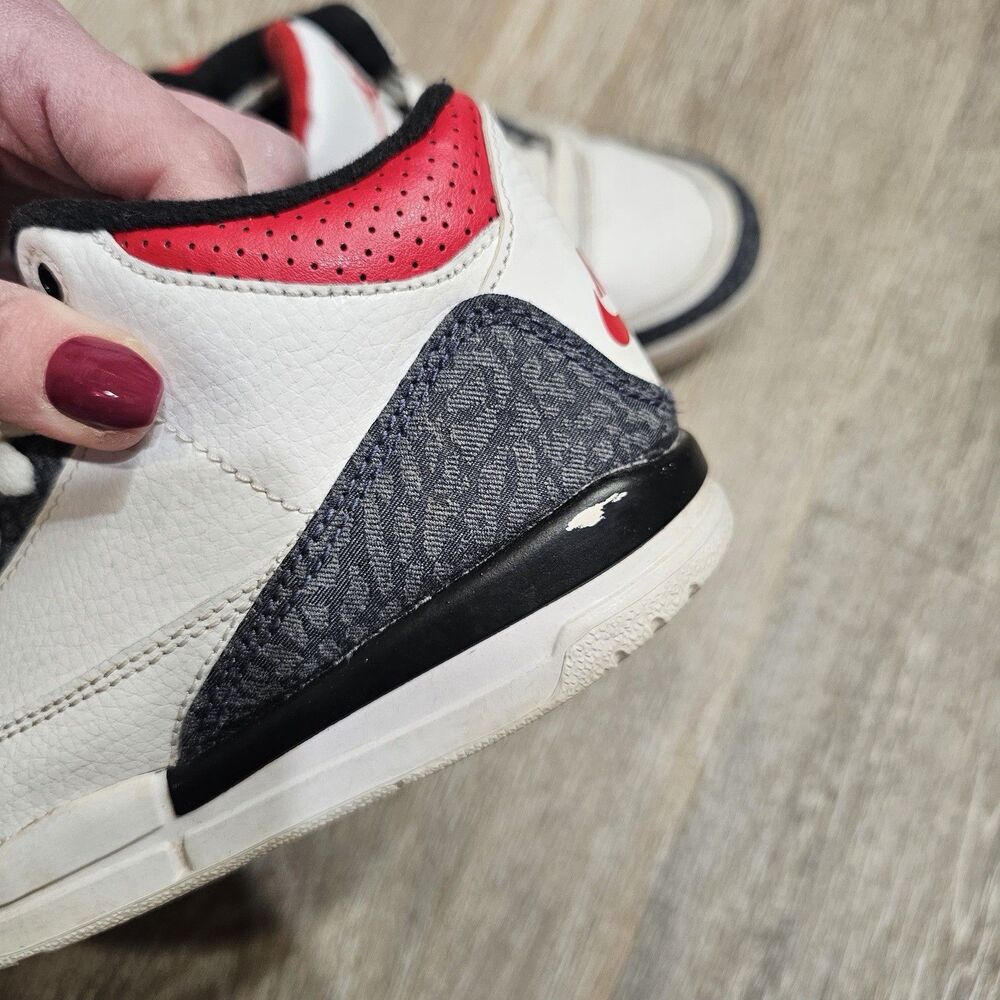 Air Jordan 3 Retro Denim SE PS 'Fire Red' Size 1Y Retro Sneakers - Picture 4 of 8